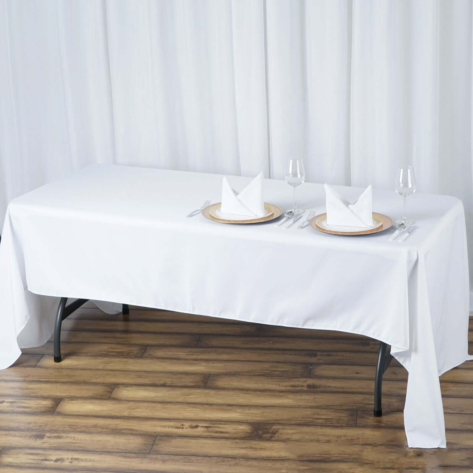 Premium Polyester 60"x126" Rectangle Tablecloth White - Stain-Resistant 220GSM Finish for Special Events