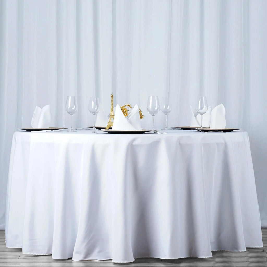 Premium Polyester 108" Round Tablecloth White - Wrinkle-Resistant 220GSM Table Cover for Weddings & Events