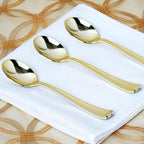 24-Pack Plastic Utensil Set Metallic Gold Classic Heavy Duty - Decorative Disposable Tableware 7", 8"