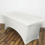 Stretch Spandex 6ft Rectangle Tablecloth Ivory - Durable Form-Fitting Table Cover