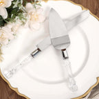2 Set Knife and Server Stainless Steel with Clear Acrylic Handle - Party Favors with Gift Box 10" & 12"
