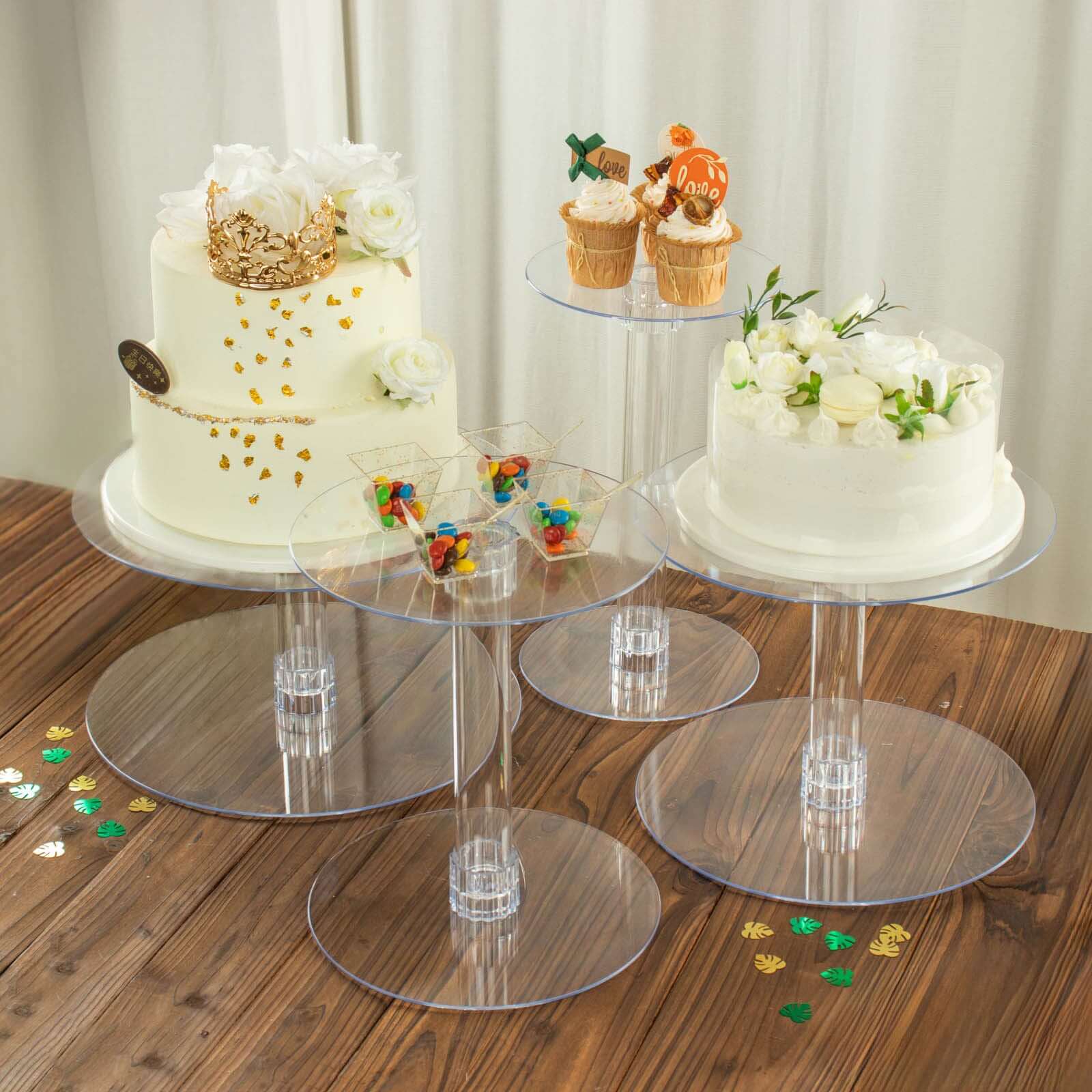 4-Tier Acrylic XL Cake Stand Set Clear - Assorted Sizes for Buffet Party Tables