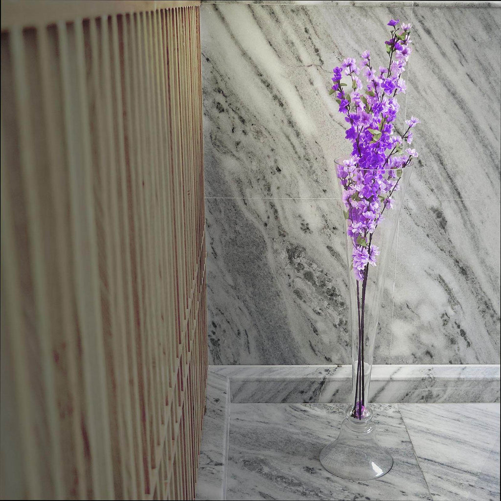 Glass Trumpet Floor Vase Reversible Clarinet Style Clear - Decorative Flower Centerpiece for Events 40"