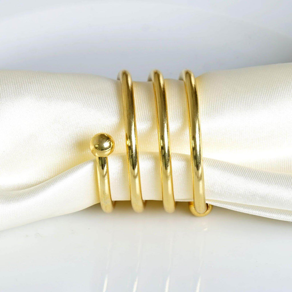 4 Pack Gold Plated Spiral Aluminum Napkin Rings