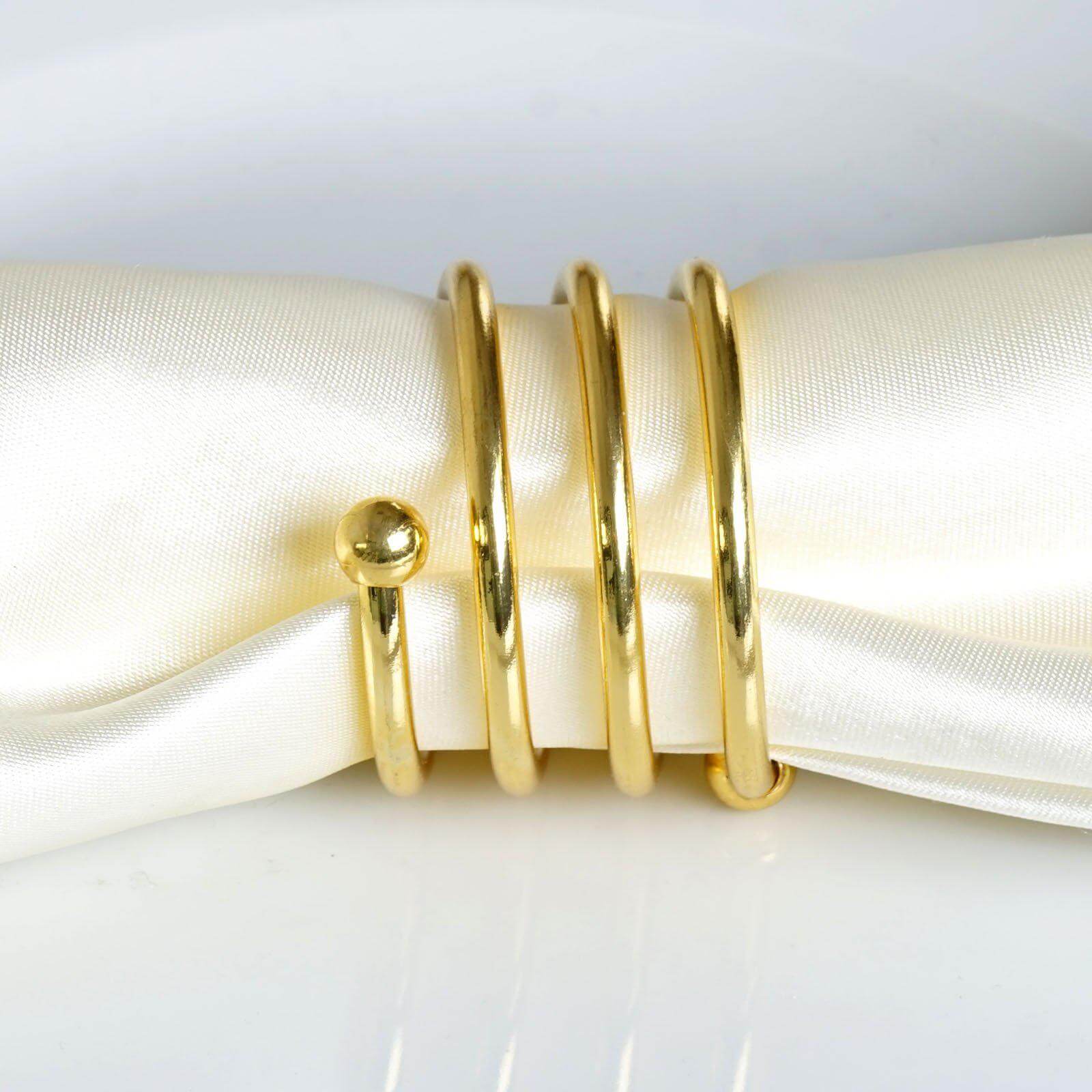 4 Pack Gold Plated Spiral Aluminum Napkin Rings