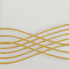 25 Pack Linen-Like Paper 8"x4" Napkins White with Metallic Gold Foil Wave Design - Soft & Absorbent Airlaid Hand Towels for Exquisite Weddings & Events
