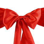 5 Pack Satin Chair Sashes Red - Durable Chair Bows with Shiny Finish 6"x106"