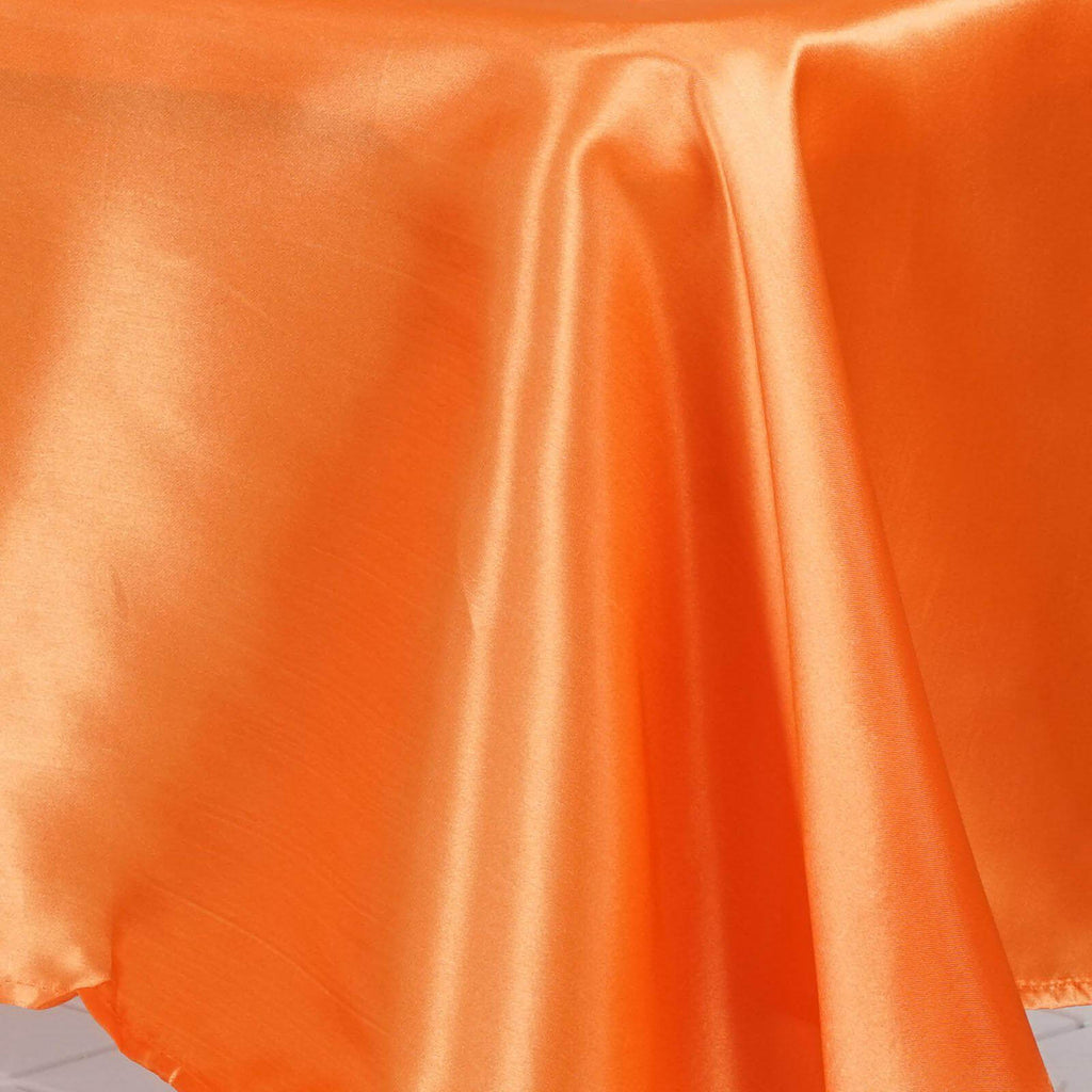 Satin Rectangular 60"x102" Tablecloth Orange - Smooth and Lustrous Table Cover