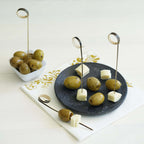 100-Pack Bamboo Cocktail Sticks Black Loop Ring Decorative Top Design - Eco Friendly Party Picks 5"