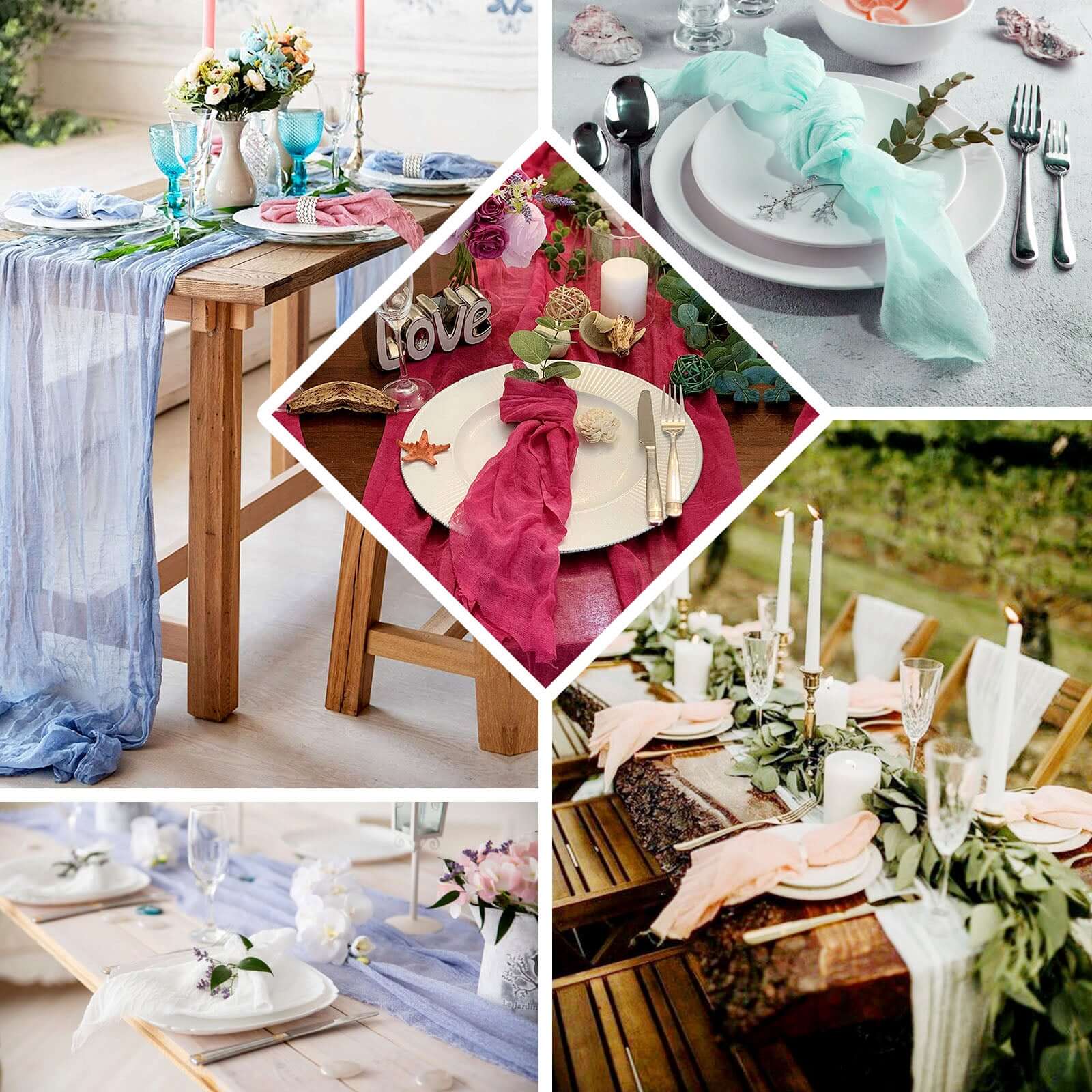 5 Pack Gauze Cheesecloth 24"x19" Napkins Purple Reusable Dinner Napkins