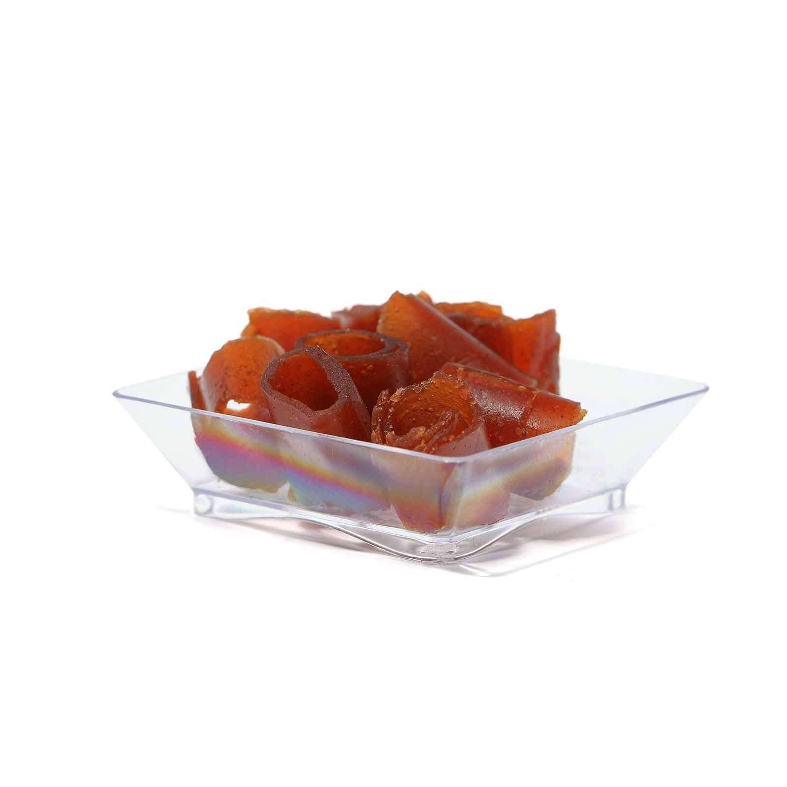 50-Pack Appetizer Plates Modern Square Design Clear - Plastic Disposable Bowls for Desserts 2"