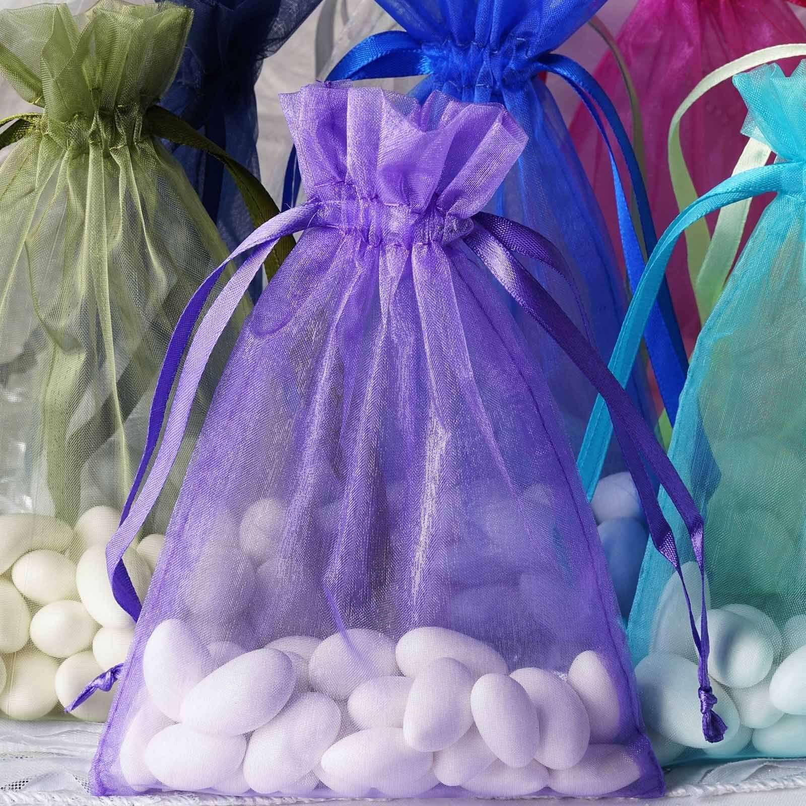 10 Pack 5"x7" Lavender Lilac Organza Drawstring Wedding Party Favor Gift Bags