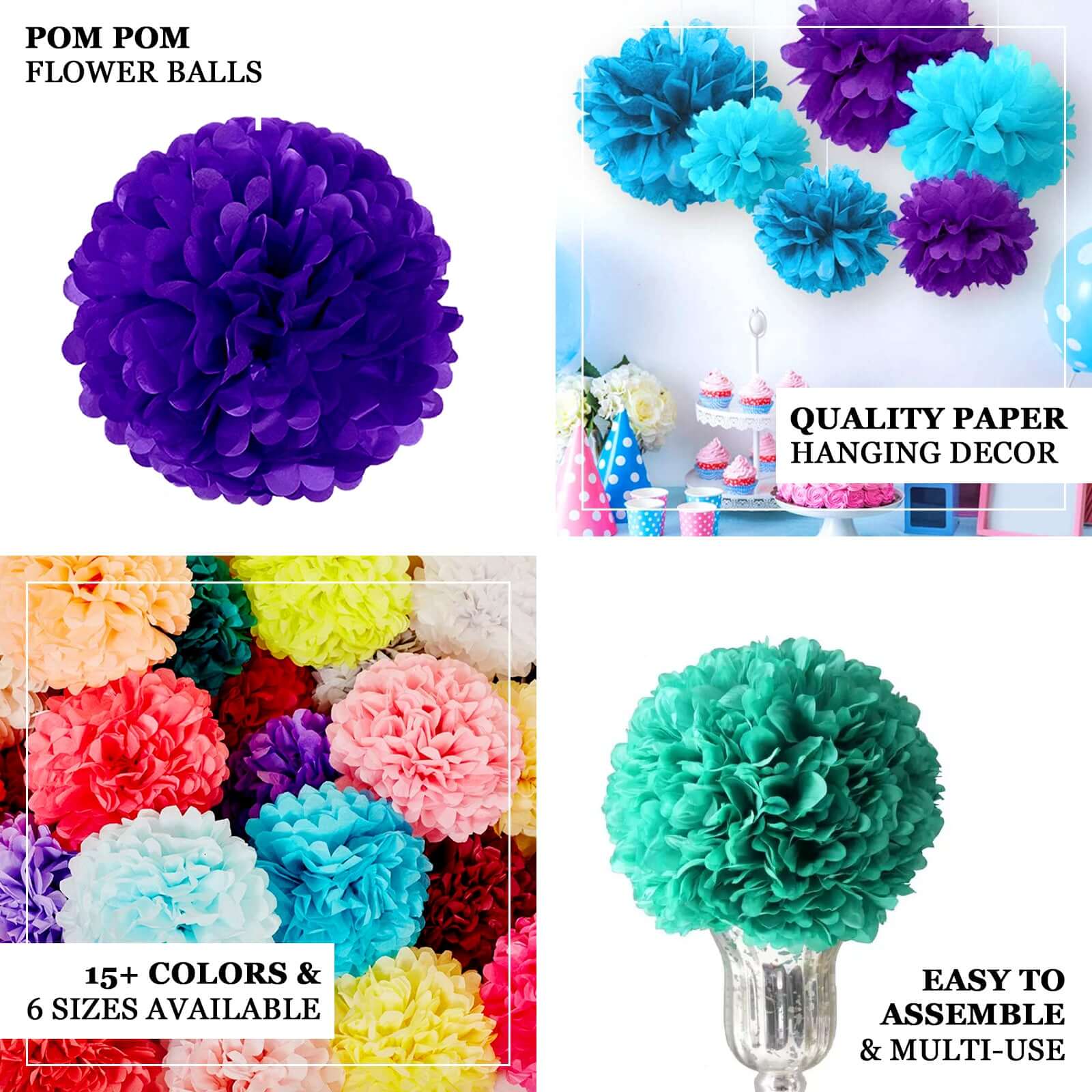 6 Pack 10" Pink Tissue Paper Pom Poms Flower Balls, Ceiling Wall Hanging Decorations
