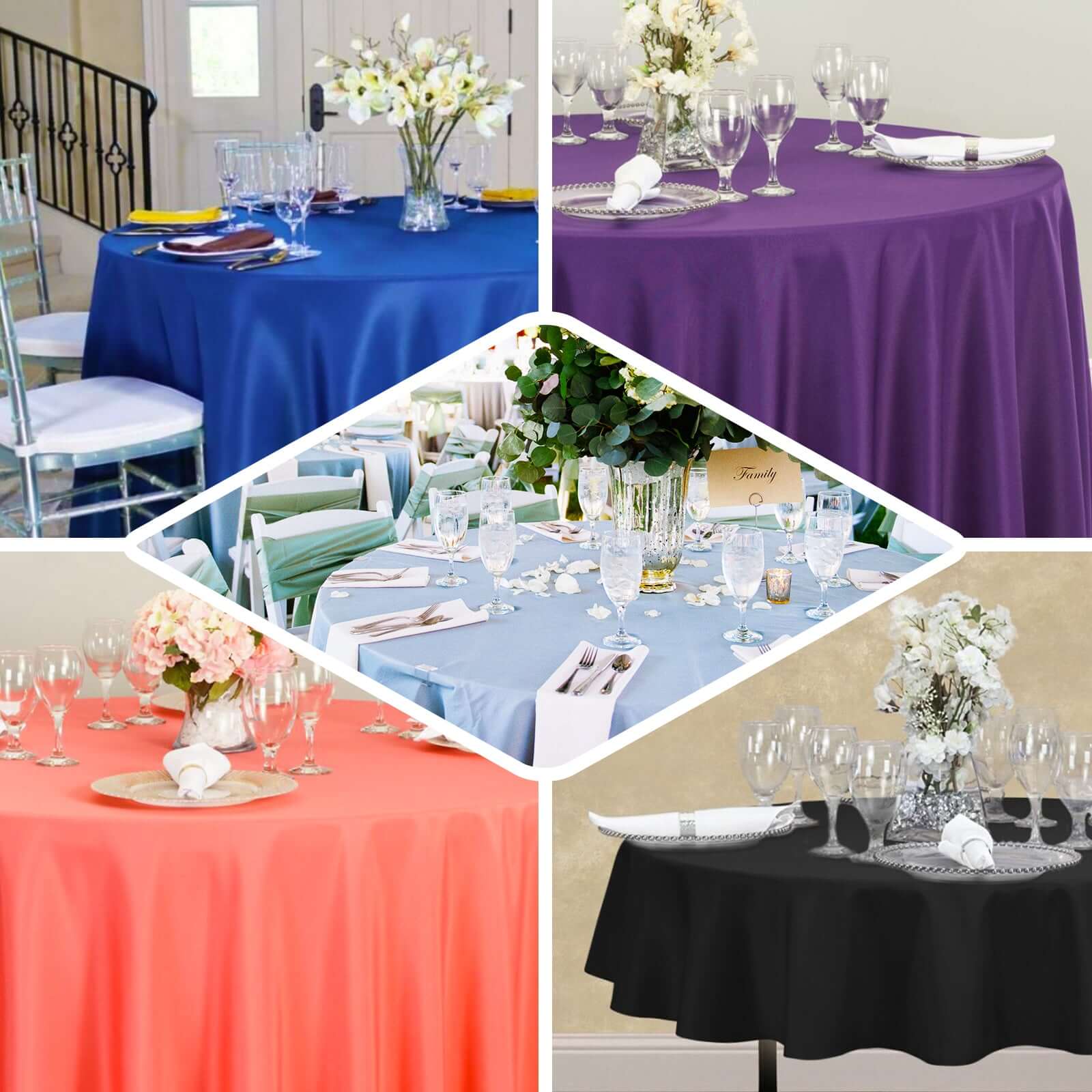 Premium Polyester 90" Round Tablecloth White - Stain and Wrinkle-Resistant 220GSM Table Cover for Weddings & Event Decor