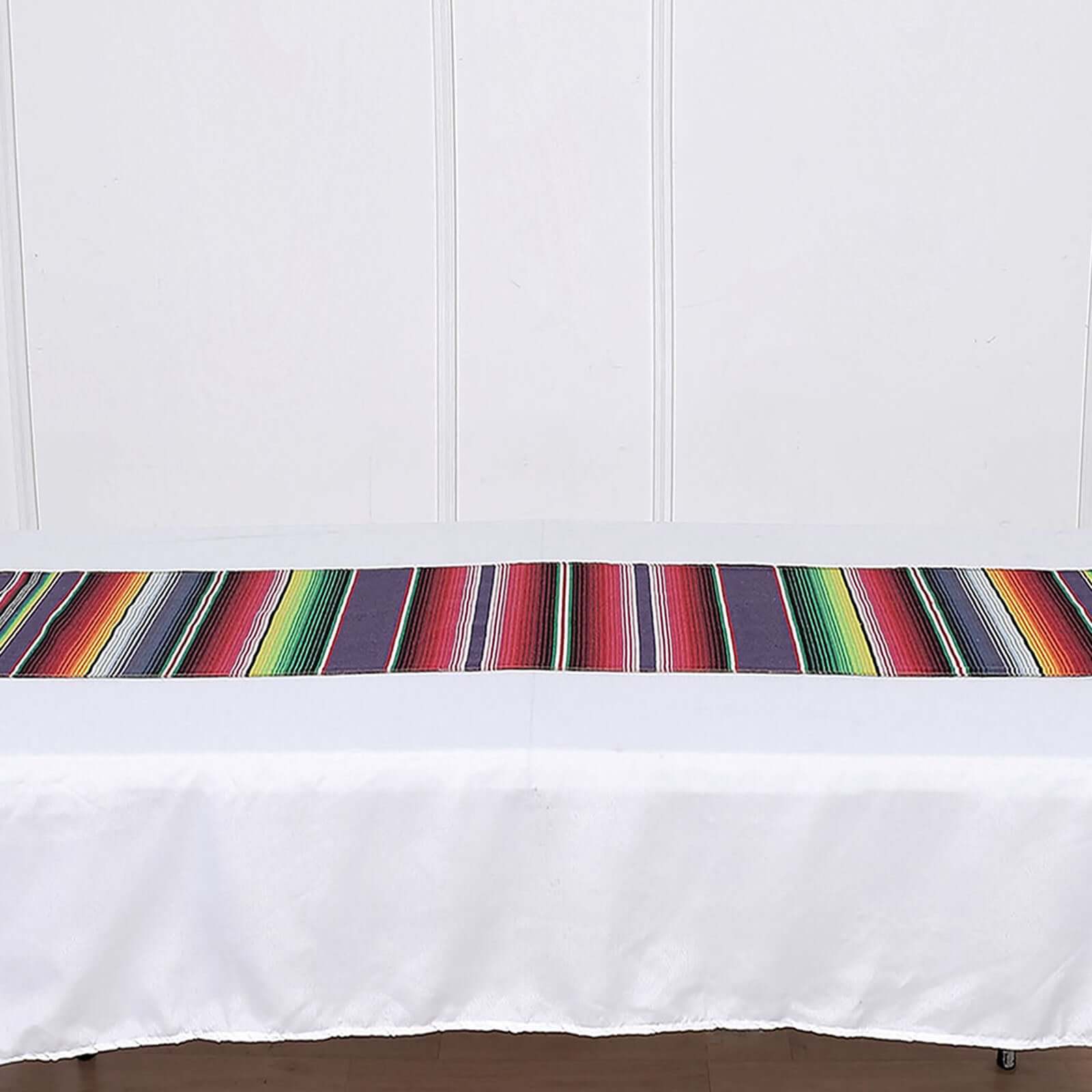 Mexican Serape 14"x108" Table Runner With Tassels Assorted Colors - Vibrant Fiesta Party Decor