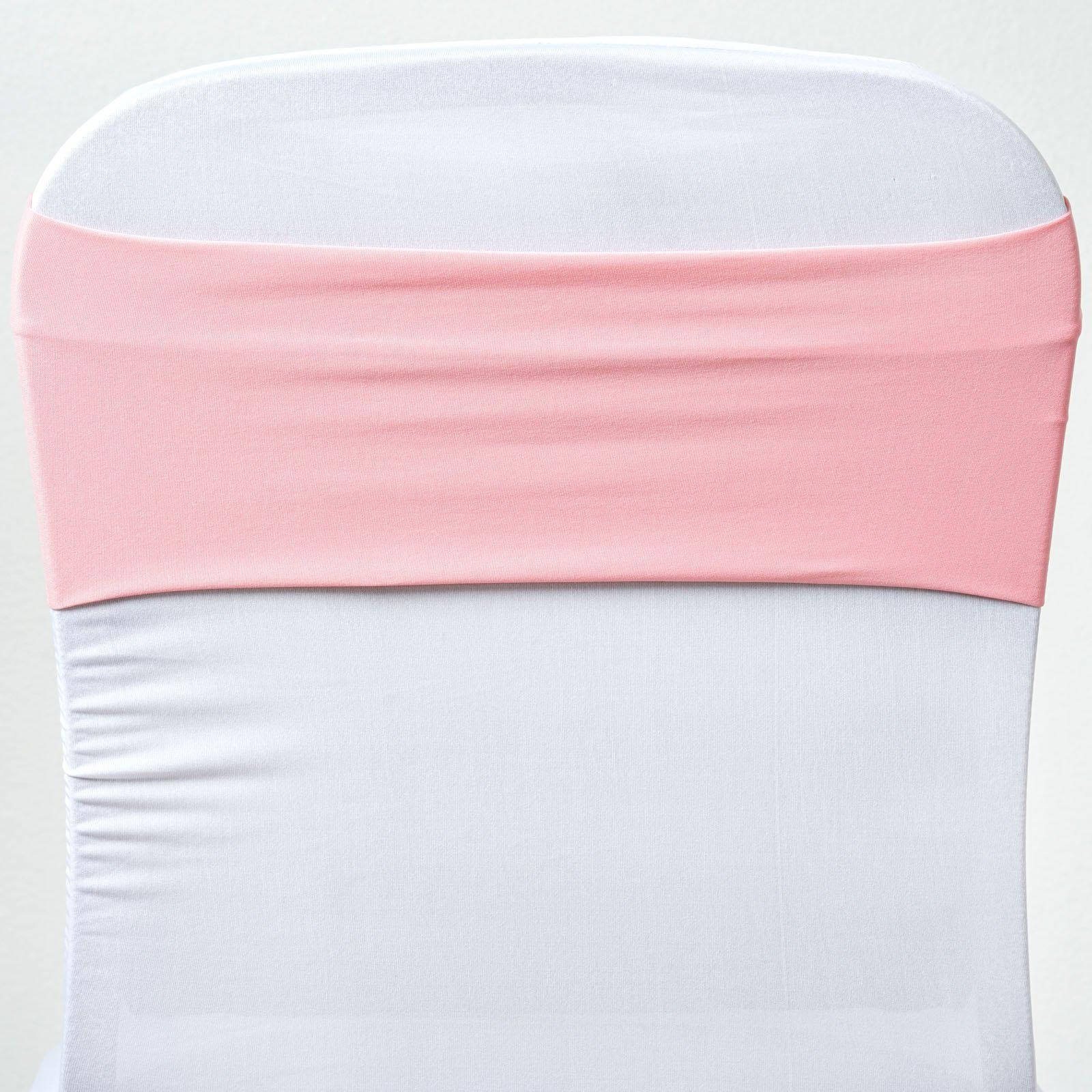 5 Pack Stretch Spandex Chair Sashes Pink - Fitted Finish Two Ply Heavy Duty Chair Bands 5"x12"