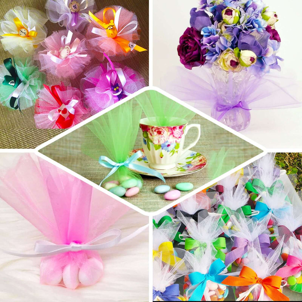 25 Pack 9" Orange Sheer Nylon Tulle Circles Favor Wrap, DIY Craft Fabric