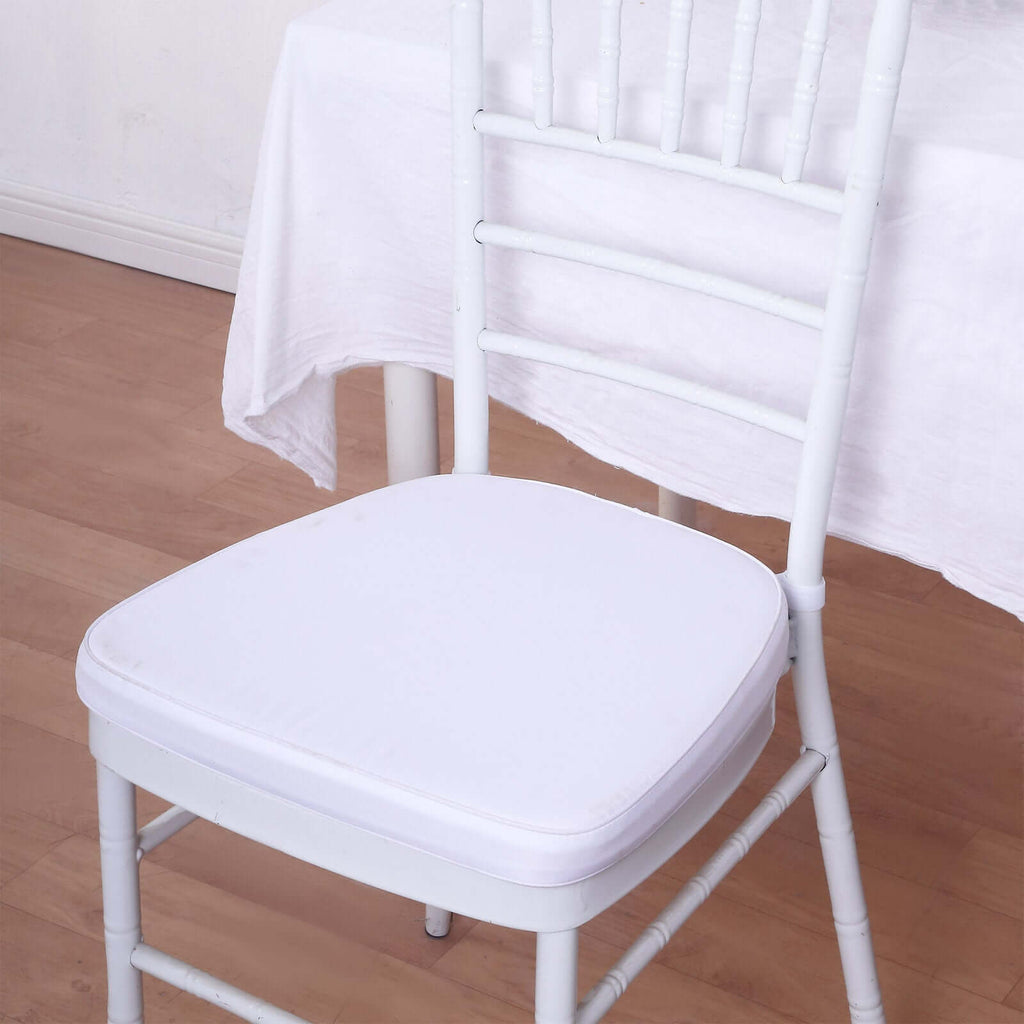 Chiavari Chair Cushion with 1.5" Thick Memory Foam and Ties White - Stylish Removable Cover for Comfort
