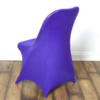 Stretch Spandex Chair Cover Purple for Folding Chairs - Reusable & Wrinkle-Resistant 160GSM Fitted Slipcover