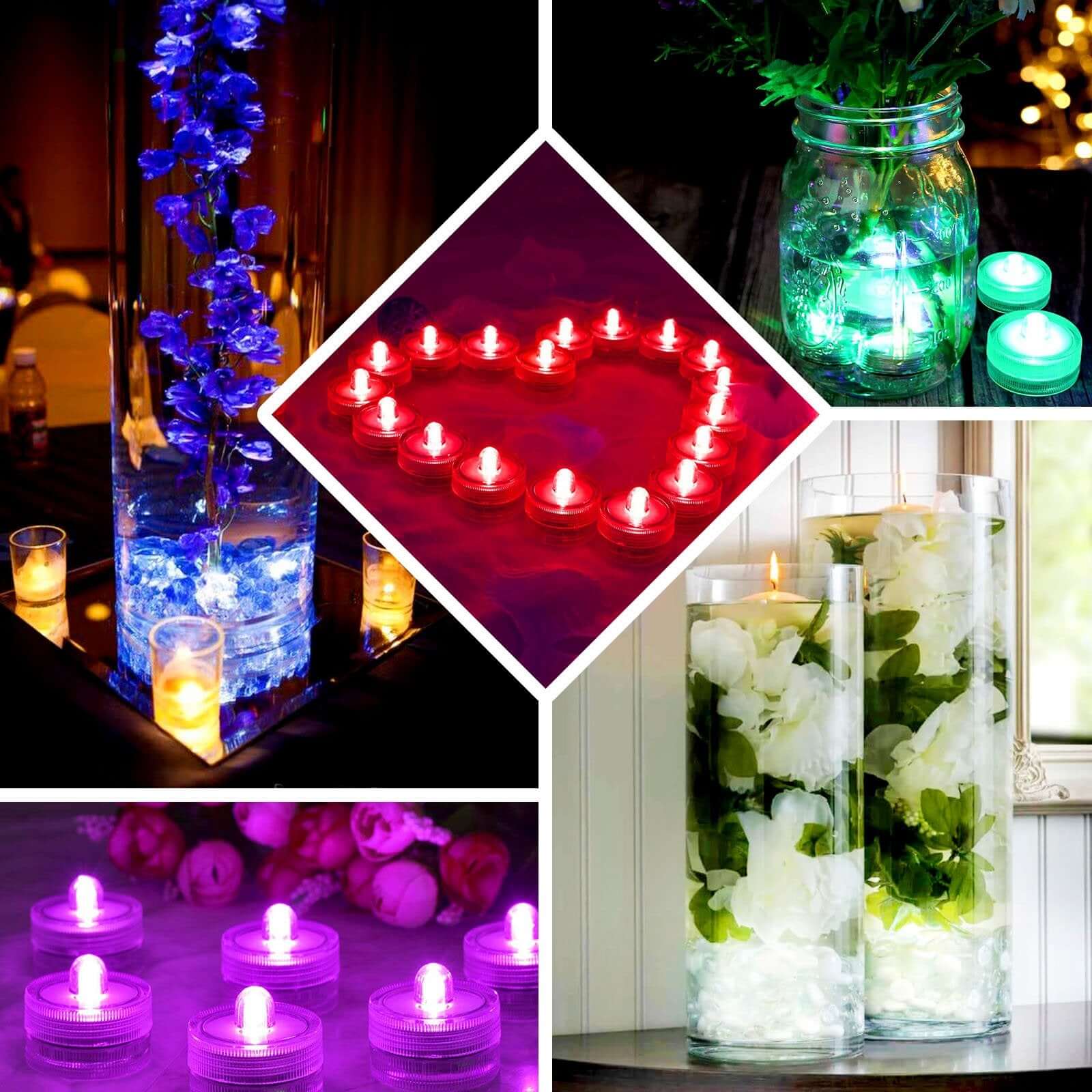 12-Pack LED Lights Flower Design - Submersible Waterproof White Battery Operated