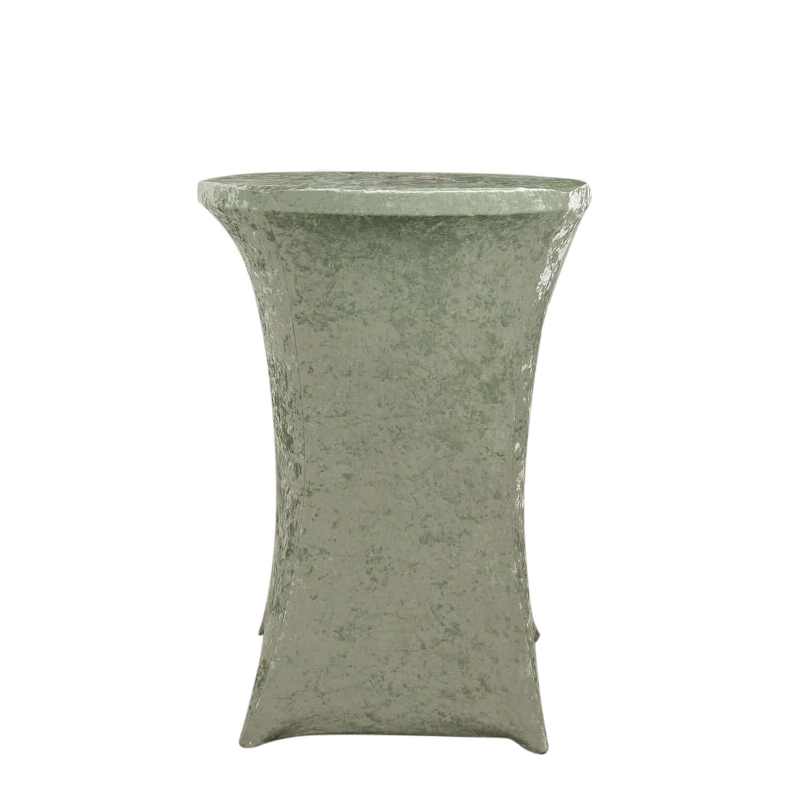 Crushed Velvet Spandex 30" Round Cocktail Table Cover Sage Green Smooth Highboy Tablecloth - Bell Racket Store