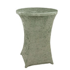 Crushed Velvet Spandex 30" Round Cocktail Table Cover Sage Green Smooth Highboy Tablecloth - Bell Racket Store