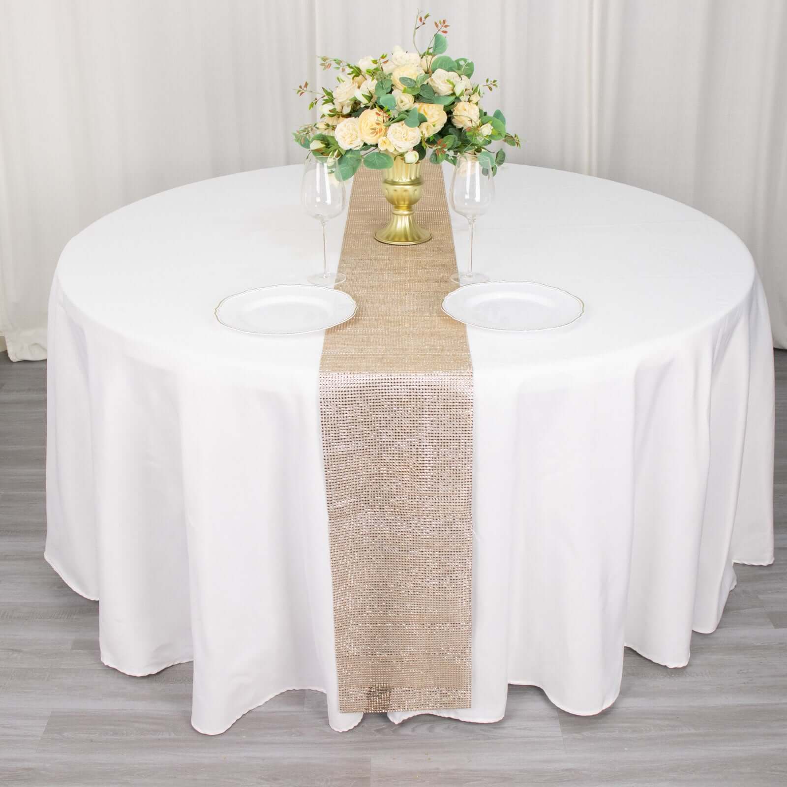 Crystal Rhinestone 10"x108" Table Runner Champagne - Chic Diamond Accent - Bell Racket Store