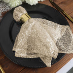 Sequin 20"x20" Napkin Champagne - Shimmering Dinner Napkin