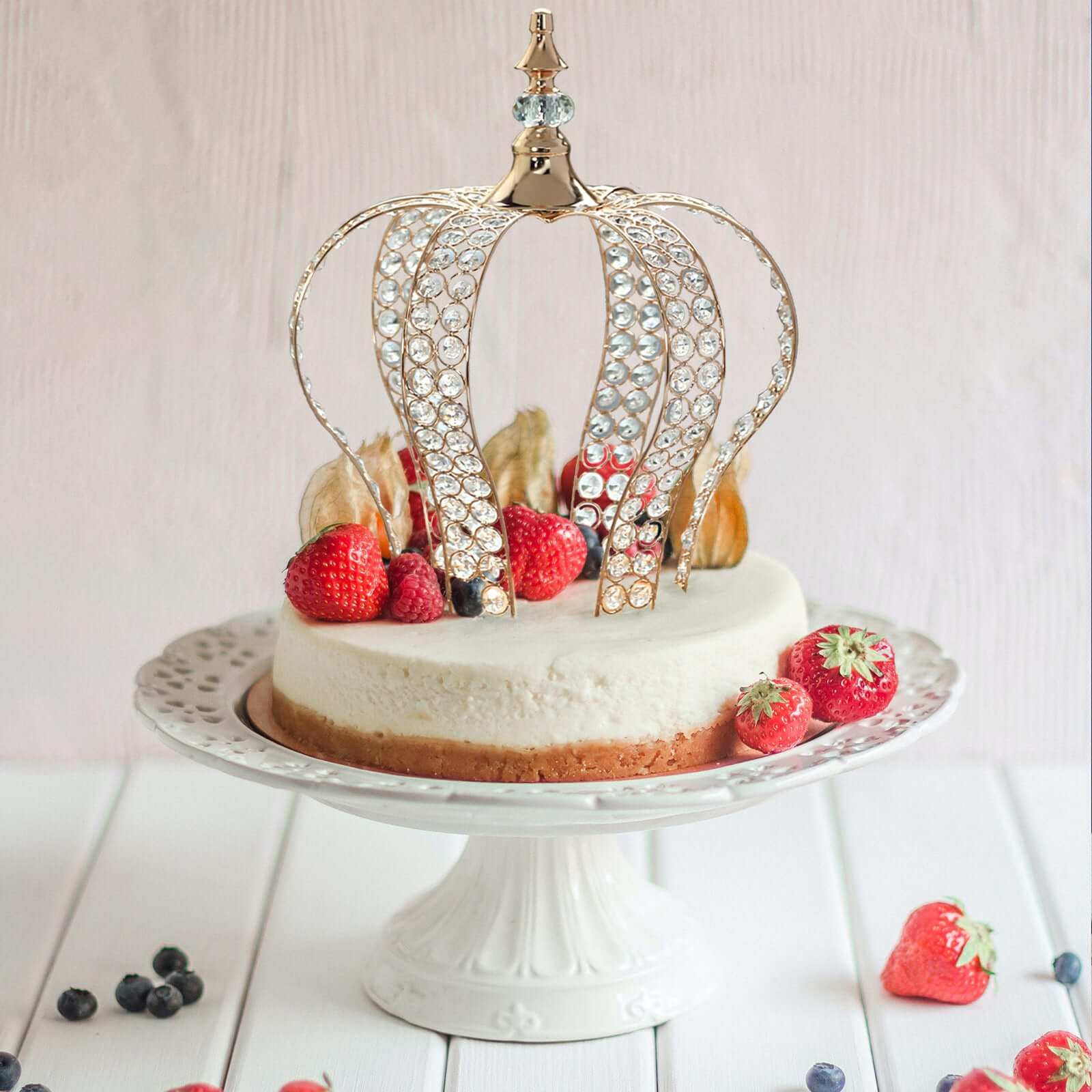 Crystal-Bead Royal Crown Cake Topper Metallic Gold - Themed Baby Showers Cakes & Event Centerpieces 16"
