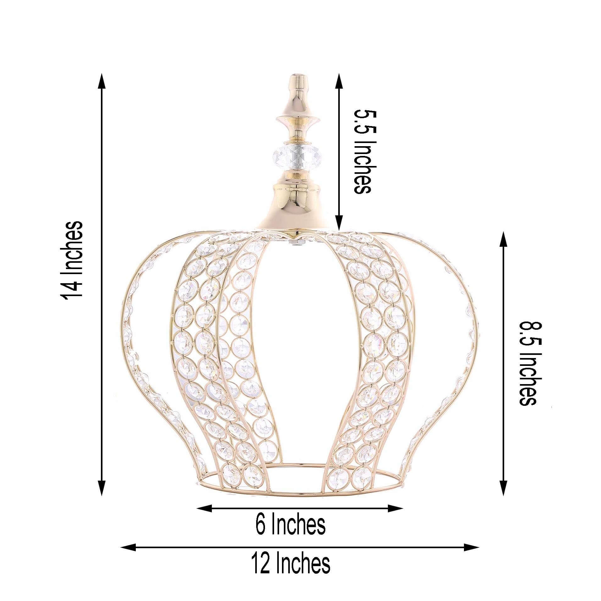 Crystal-Bead Royal Crown Cake Topper Metallic Gold - Dazzling Cake Centerpiece Decor for Luxurious Birthdays Receptions & Romantic Celebrations 14"