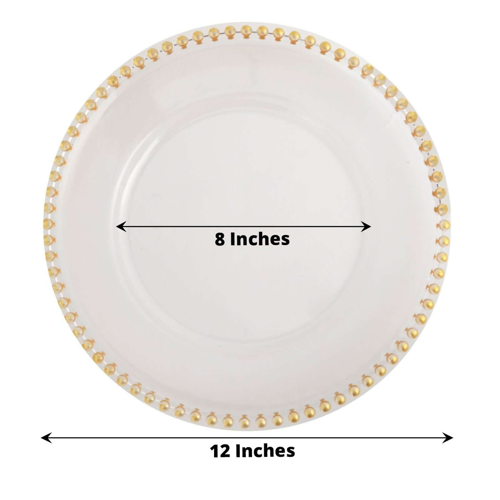 6-Pack Acrylic Round Charger Plates 13" in Clear with Gold Beaded Rim, Decorative Dinner Party Serving Plates