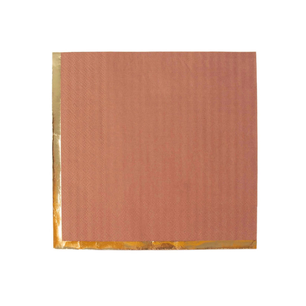 50-Pack Paper Beverage Napkins with Gold Foil Edge Terracotta (Rust) - Disposable 2 Ply Cocktail Napkins for Events 6.5"x6.5"