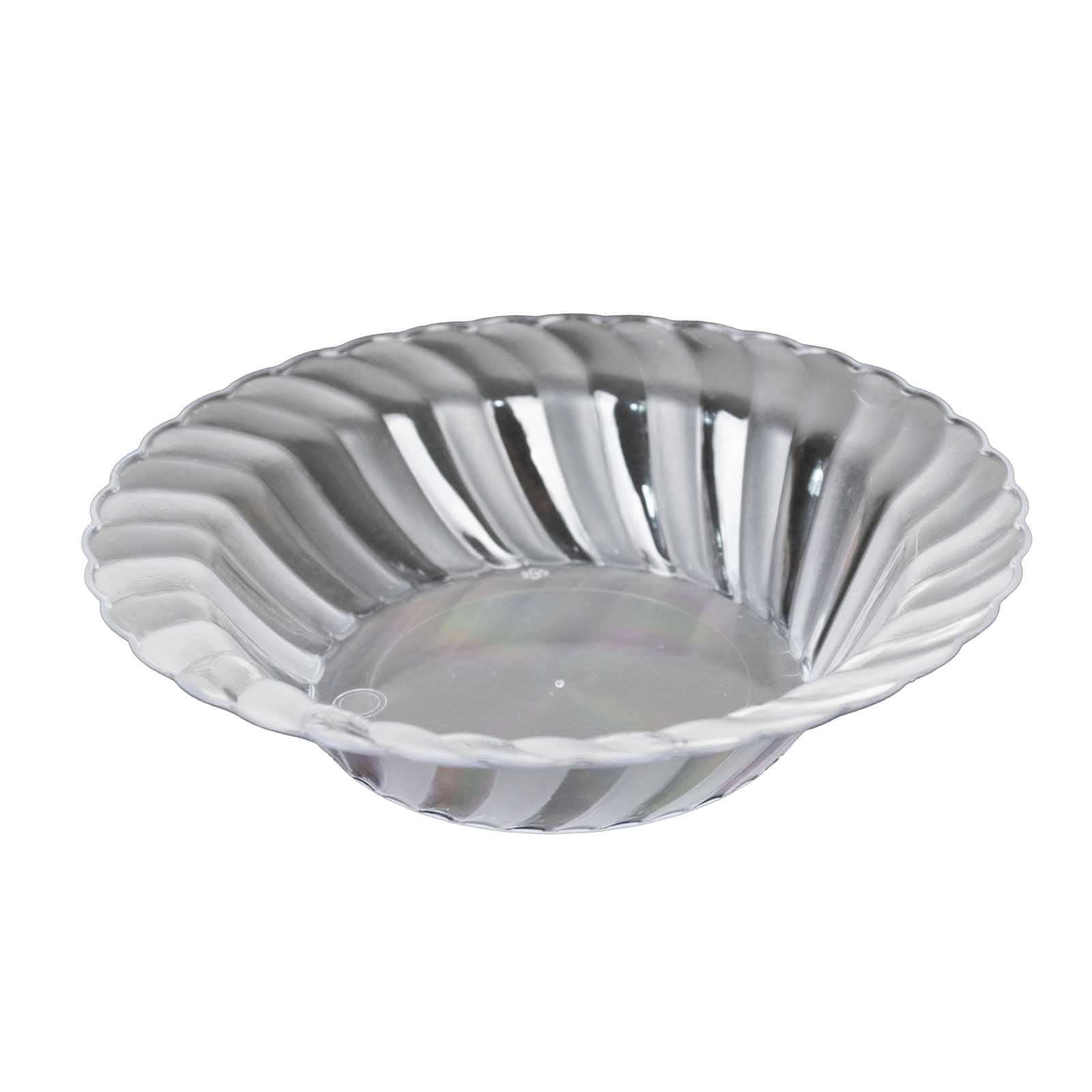 10-Pack Hard Plastic Fruit Bowls Clear Flared Design - Durable Disposable Bowls for Desserts 5oz