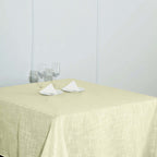 Linen 72"x72" Table Overlay Square Tablecloth Ivory - Slubby Textured Wrinkle-Resistant Design for Stylish Occasions