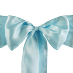 5 Pack Satin Chair Sashes Light Blue - Durable Chair Bows with Shiny Finish 6"x106"