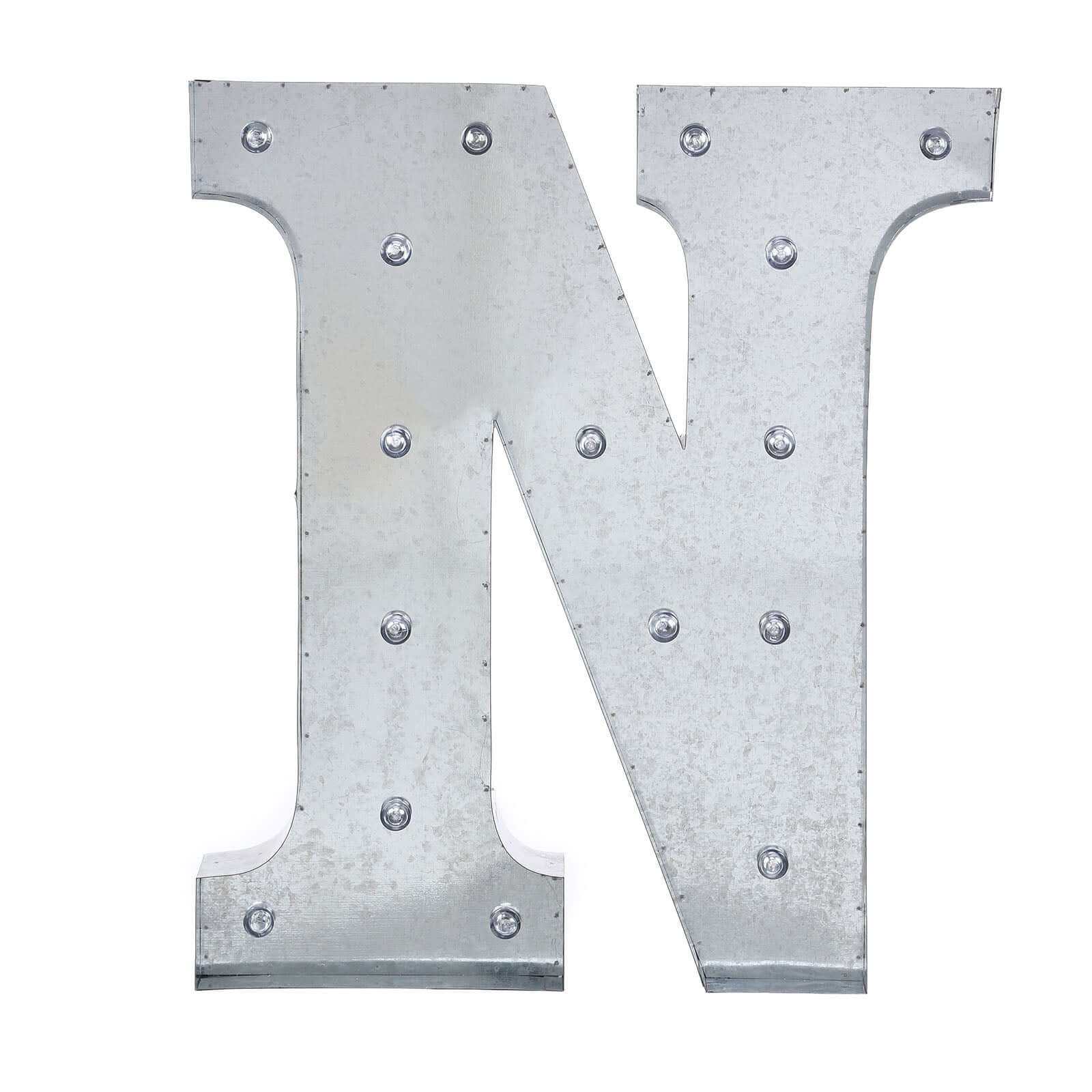 20" Vintage Galvanized Metal Marquee Letter Lights Cordless With 16 Warm White LED