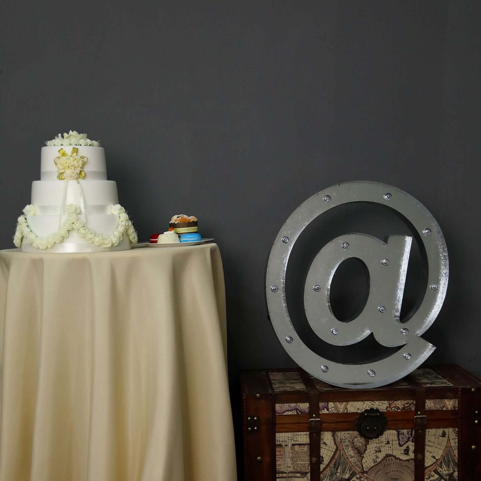 20" Vintage Galvanized Metal Marquee Symbol Lights Cordless With 16 Warm White LED - @