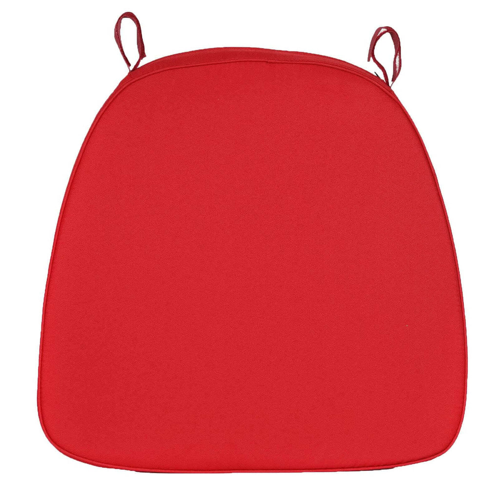 Chiavari Chair Cushion with 1.5" Thick Memory Foam and Ties Red - Stylish Removable Cover for Comfort