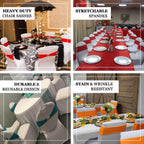 5 Pack Stretch Spandex Chair Sashes Orange - Fitted Finish Two Ply Heavy Duty Chair Bands 5"x12"