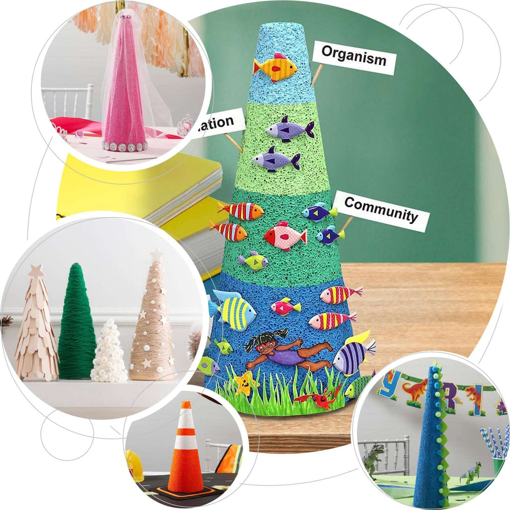 24 Pack 6" White Styrofoam Cone, Foam Cone For DIY Crafts