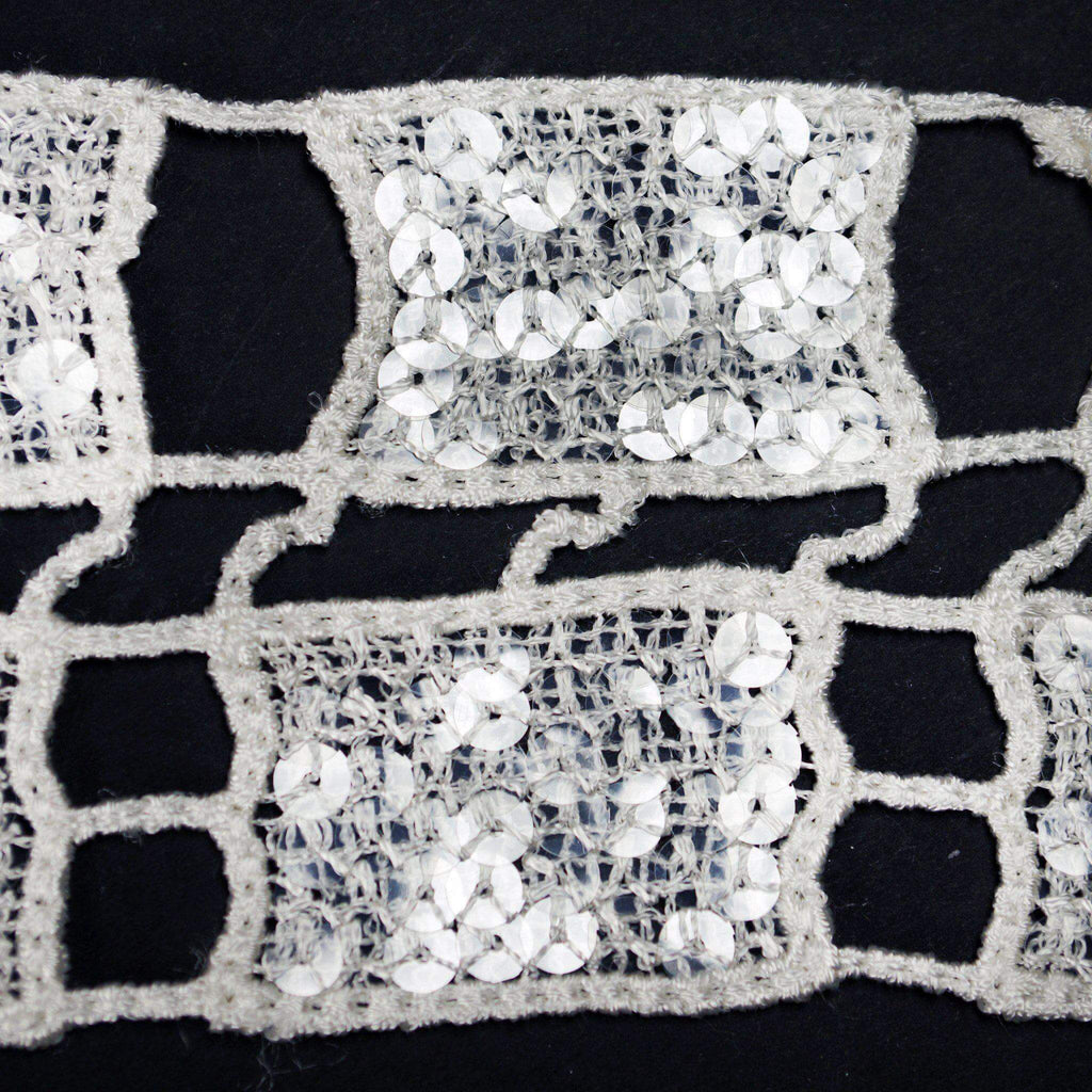 Sequin Stitch Crochet 4" x 5 Yards 1 Bolt White Rectangle Granny Square Afghan Pattern - Clearance SALE