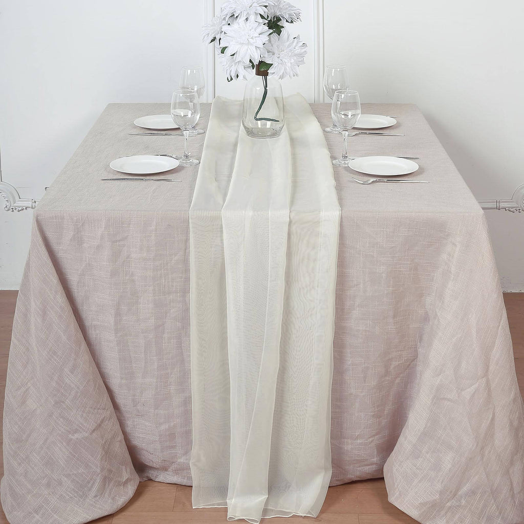Chiffon 6ft Table Runner Ivory - Flowy & Lightweight Table Decor