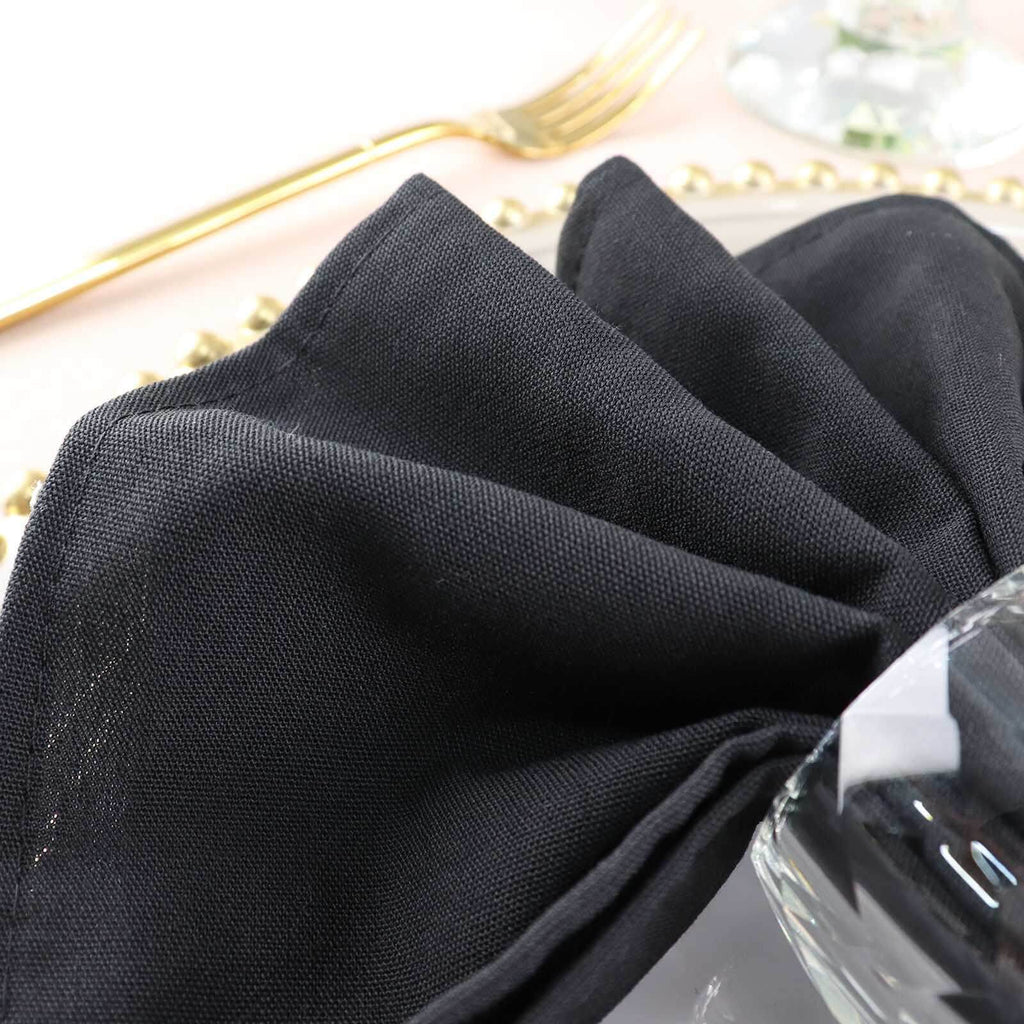 5 Pack Premium Polyester 20"x20" Napkins Black - Wrinkle-Resistant & Durable Dinner Napkins