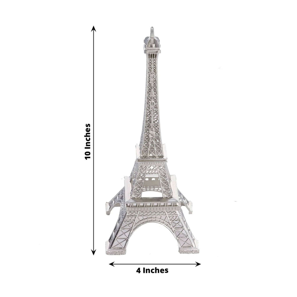Eiffel Tower Table Centerpiece Metal Silver - Stylish Decorative Cake Topper for Parties & Gatherings 10"