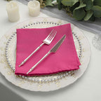 5 Pack Polyester 17"x17" Napkins Fuchsia - Durable & Wrinkle Resistant Dinner Napkins