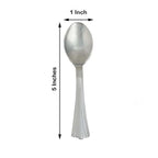 36-Pack Plastic Tea Coffee Spoons Light Silver Heavy Duty with Fluted Handles - Durable Disposable Cutlery 5"