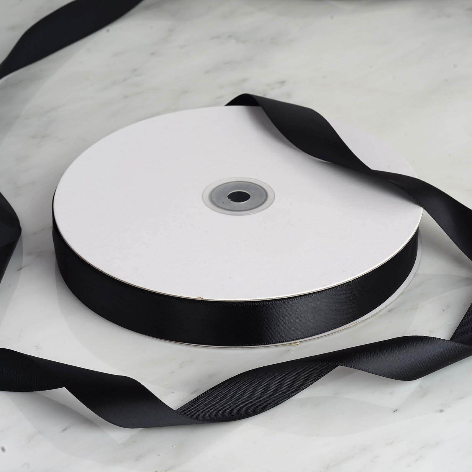 100 Yards 7/8" Black Single Face Decorative Satin Ribbon