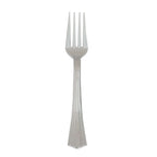 25-Pack Plastic Forks Silver Heavy Duty with Fluted Handles - Durable Disposable Tableware 7"