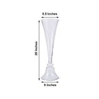Set of 2 Glass Trumpet Vases Reversible Clarinet Style Clear - Decorative Flower Centerpieces for Events 28"