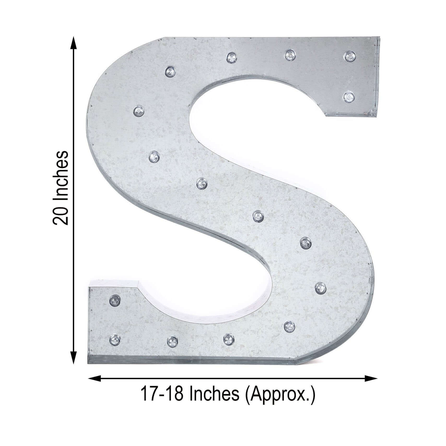 20" Vintage Galvanized Metal Marquee Letter Light Cordless With 16 Warm White LED - S